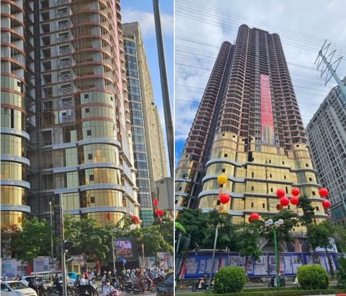 Dự án QMS Tower ốp kính vàng bên ngoài tòa nhà
