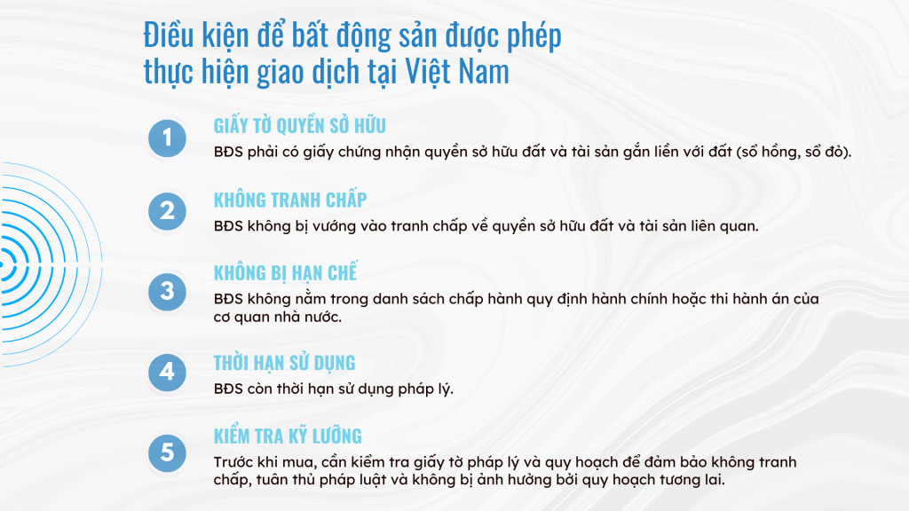 Điều kiện giao dịch bất động sản