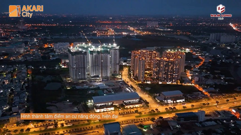 Góc nhìn flycam Akari City từ đại lộ Võ Văn Kiệt