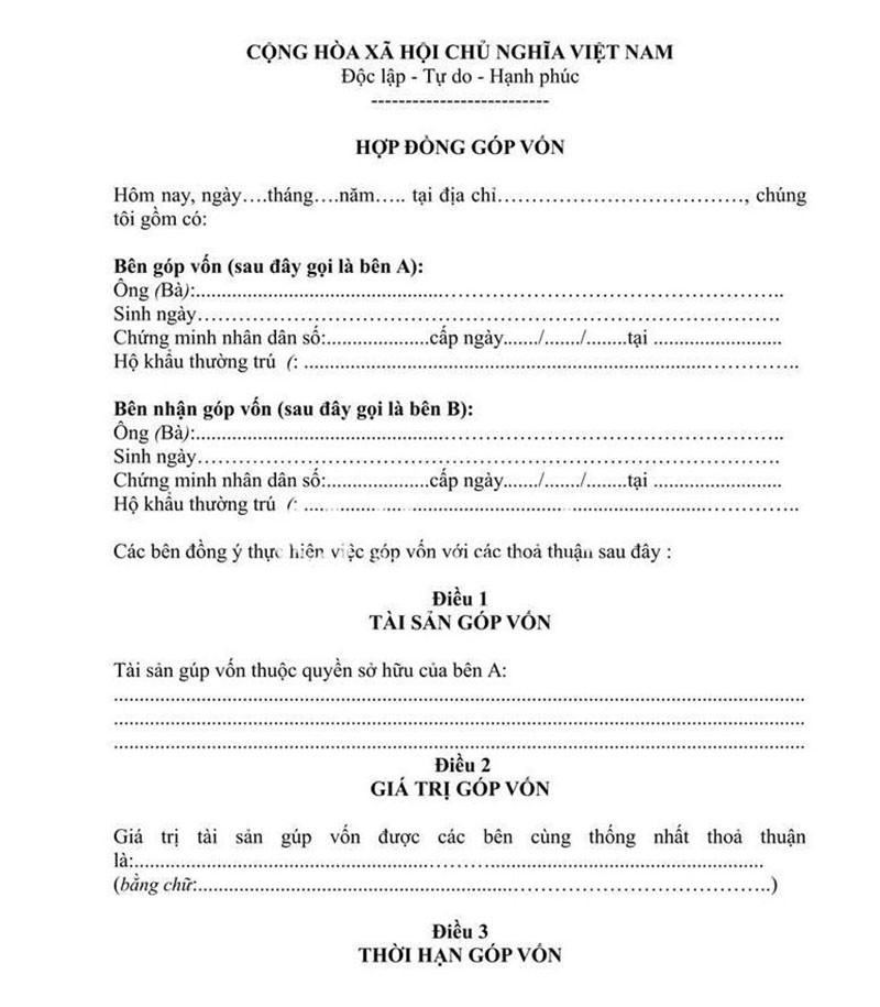 Hợp đồng góp vốn mua đất
