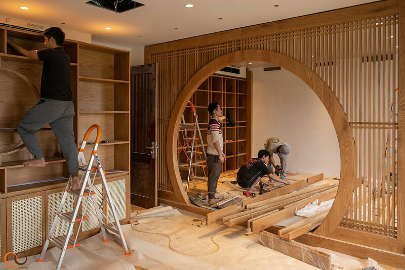 Thi công nội thất gỗ sồi